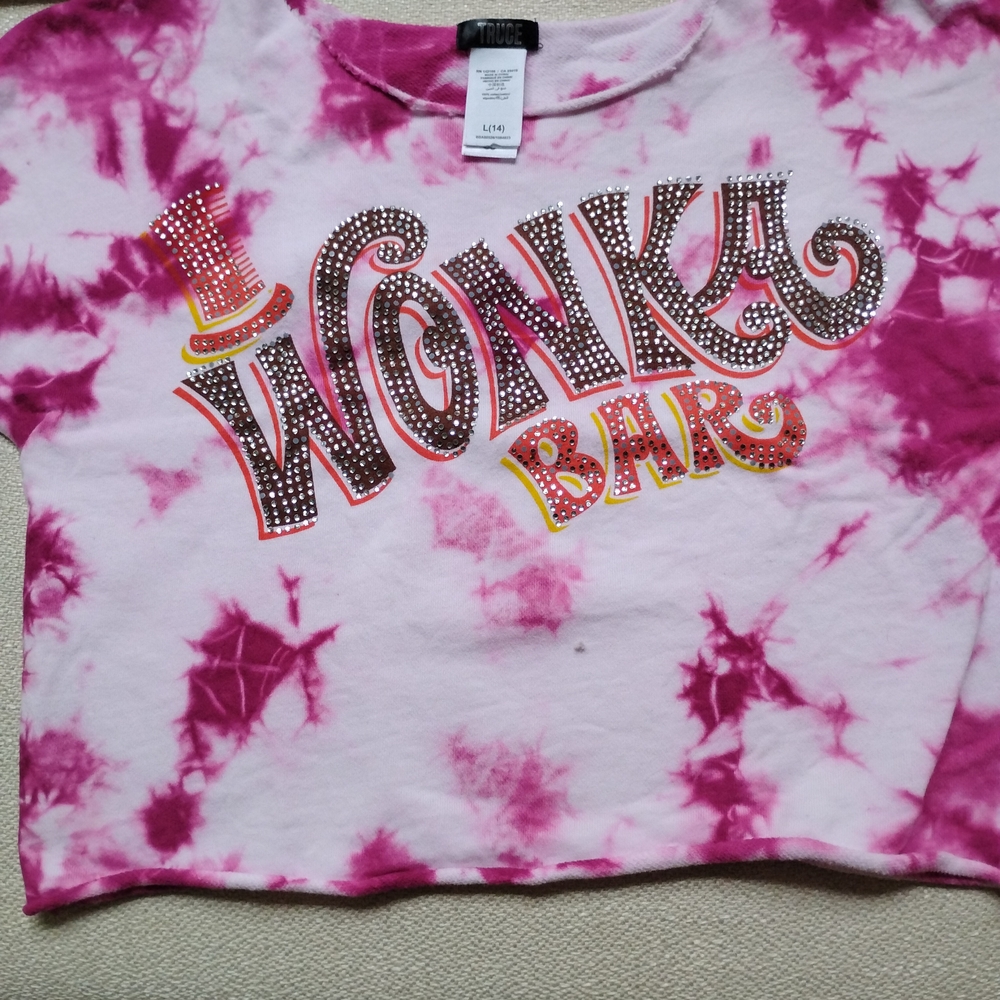 Wonka Bar Kids Tie-Dye Crop Top - Pink